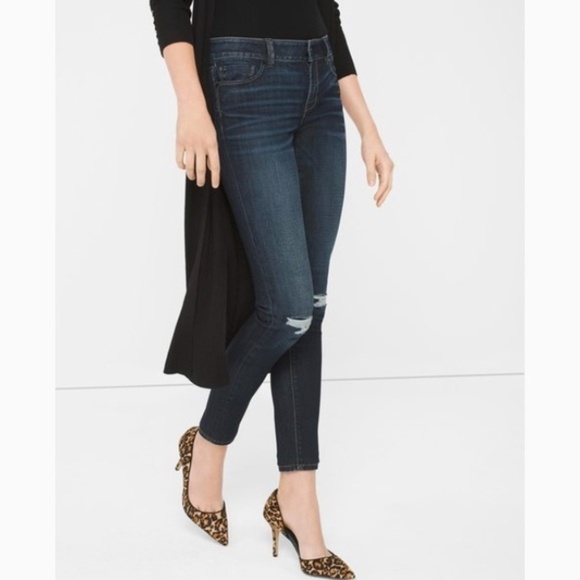white house black market Denim - WHBM The Skimmer Destructed Ankle Jeans Sz 00 #324